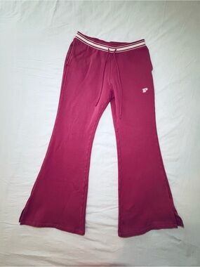 PINK Victoria's Secret Deep Pink Flared Track Pants with Striped Waistband